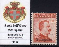 EGEO - STAMPALIA - N.9 Cat. 450 Euro - GOMMA INTEGRA - MNH** - Ägäis (Stampalia)