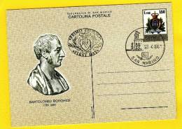 1981 - SAN MARINO -  CARTOLINE POSTALI -BARTOLOMEO BORGHESI OBLITERATA 23.4.81 - Postwaardestukken