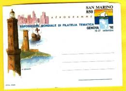 1992 - SAN MARINO -  AEROGRAMMA  - GENOVA 92 - Airmail