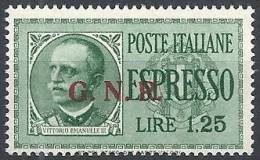 1943-44 RSI ESPRESSO BRESCIA 1,25 LIRE II TIPO VARIETà LEGGI MNH ** - RSI004-2 - Eilsendung (Eilpost)