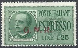 1943-44 RSI ESPRESSO BRESCIA 1,25 LIRE II TIPO VARIETà LEGGI MNH ** - RSI007 - Posta Espresso