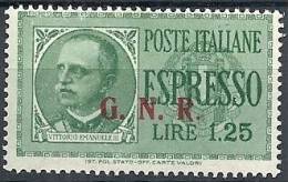 1943-44 RSI ESPRESSO BRESCIA 1,25 LIRE III TIPO VARIETà LEGGI MNH ** - RSI009-7 - Eilsendung (Eilpost)