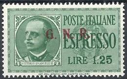 1943-44 RSI ESPRESSO BRESCIA 1,25 LIRE III TIPO VARIETà LEGGI MNH ** - RSI017-2 - Exprespost