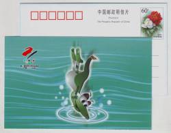 Diving,Mascot Yangtze Alligator Lala,China 2001 Beijing World Summer Universiade Advert Pre-stamped Card - Diving