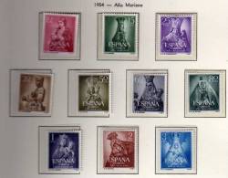 España 1954 Nº 1132-1141* Año Mariano - Unused Stamps