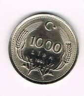 TURKIJE  1000  LIRA   1991 - Turquie