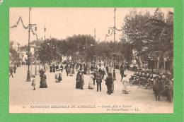 EXPOSITION COLONIALE MARSEILLE  GRANDE ALLEE ET STATION DE POUSSE POUSSE - Mostre Coloniali 1906 – 1922