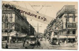 - 13 - Marseille - Rue Canebiére - Belle Animation, 2 Tramways, Café Riche, 1923, écrite, Nombreuses Pub, TBT. - Canebière, Centre Ville