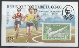 10 C. Jeux Olympiques De Paris En 1924 Sur Timbre Non Dentelé Du Congo Avec Pierre De Coubertin - Estate 1924: Paris