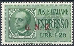 1943-44 RSI ESPRESSO BRESCIA 1,25 LIRE III TIPO VARIETà LEGGI MNH ** - RSI023-4 - Eilsendung (Eilpost)