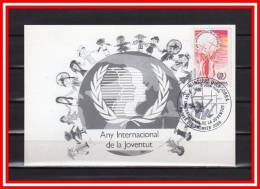 Tirage 450 Ex. ANDORRE CM De 1985 N° YT  341 " ANNEE INTERNATIONALE DE LA JEUNESSE ".  Parfait état. - Cartes-Maximum (CM)