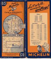 CARTE ROUTIERE - FRANCE - MICHELIN N°83 - CARCASSONNE / NIMES - ANNEE 50 - 200000° - BIBENDUM - Roadmaps