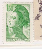 FRANCE N°2219 1.60 VERT TYPE LIBERTE VALEUR MACULEE NEUF SANS CHARNIERE - Unused Stamps