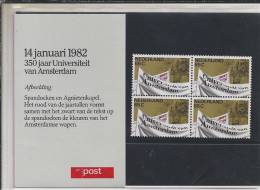 St.- Nederland Postfris PTT Mapje Nummer 1 - 14 Januari 1982, 350 Jaar Universiteit Van Amsterdam. - Ungebraucht