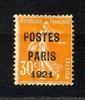 FRANCE 1921 Y&T (*) P29 Semeuse - 1893-1947