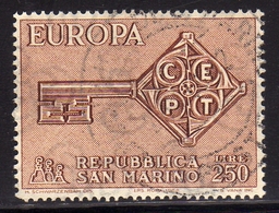 REPUBBLICA DI SAN MARINO 1968 EUROPA CEPT LIRE 250 USATO USED OBLITERE' - Used Stamps