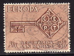 REPUBBLICA DI SAN MARINO 1968 EUROPA CEPT LIRE 250 USATO USED OBLITERE' - Gebraucht