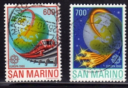 REPUBBLICA DI SAN MARINO 1988 EUROPA UNITA CEPT SERIE COMPLETA COMPLETE SET USATA USED OBLITERE' - Oblitérés