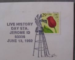 Etats-Unis - Cachet Live Story Day - Jerome ID -juin 1992 - Thème:  éolienne - Souvenirs & Special Cards