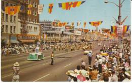 Long Beach CA California International Beauty Parade Street Scene, Rexall Drug Store, Beer Sign, C1960s Vintage Postcard - Long Beach