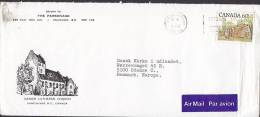 Canada Airmail Par Avion Label Postes THE PARSONAGE CANADA Post 1982 Cover Brief Denmark Danish Lutheran Church Cachet - Aéreo