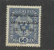 VENEZIA GIULIA 1918 SOPRASTAMPATO AUSTRIA OVERPRINTED HELLER 60 H MNH - Venezia Giulia