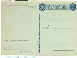 CARTOLINA POSTALE PER LE FORZE ARMATE, IN FRANCHIGIA, NUOVA , - Portofreiheit