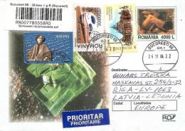 Recomended MAIL Post Cover Romania To Latvia Mix Stamps Print + Train Dared 2004 Y (lot - 504 ) - Briefe U. Dokumente