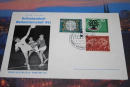 BRD  1960   Mi. 326 + 329 + 332 /  Stempel  Hallenhandball Weltmeisterschaft 1961 - 12.3.1961   ( 3 ) - Frankeermachines (EMA)