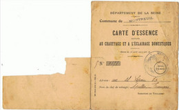 Carte  D'essence   Destinée  Au Chauffage Et à L'éclairage     7 Tickets 1 Litre  Montreuil - Elektrizität & Gas