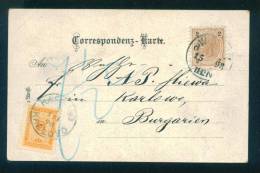 30K76 WIEN AUSTRIA TO KARLOVO 1898 Postage Due , Portomarken Taxe  Bulgaria Bulgarie Bulgarien - Impuestos