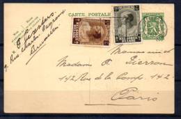 1938 Princesse Joséphine-Charlotte, 459+461 Sur Entier Carte Postale Vers Paris - Cartas & Documentos