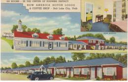 Salt Lake City UT Utah, New America Motor Lodge Motel Lodging, Interior View, C1940s Vintage Curteich Linen Postcard - Salt Lake City