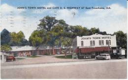 East Texarkana AR Arkansas, John's Town Motel & Cafe, Lodging, C1950s Vintage Linen Postcard - Andere & Zonder Classificatie