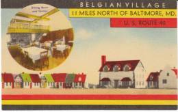 Baltimore MD Maryland, Belgian Village Motel Lodging, Roadside Attraction, C1940s Vintage Linen Postcard - Baltimore