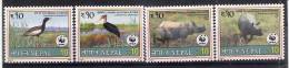 NEPAL 2000  WWF. Fauna, 4 Stamps, Complete , MNH(**). - Neushoorn