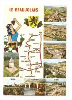 Cp, Carte Géographique, Le Beaujolais, écrite - Landkarten