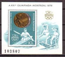 ROMANIA  1976 ROWING /CAIAC OLIMPIC GAMES MONTREAL  **BLOCK   Mi  Nr.137,  MNH, OG. - Ete 1976: Montréal