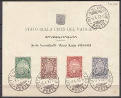 E752 - VATICANO SASSONE N°15/18 CARTONCINO ANNULLI PRIMO GIORNO Fdc - Usati