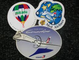 3 ADESIVI,ALITALIA,MED AIRLINES,CROSSAIR - Adesivi