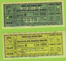 1928 - BIGLIETTO SERVIZIO NETTEZZA URBANA A ROMA IN ABBONAMENTO - DUE RARI BIGLIETTI BEN CONSERVATI - Europe