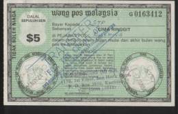 MALAYSIA 1984 POSTAL ORDER $5 USED AND PAID IN SARAWAK - Maleisië
