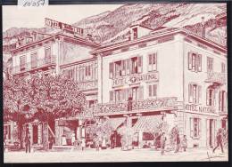 Martigny - La Place Centrale Et L' Hôtel National - Dessin Georges Nemeth - Vollèges ; Form. 10 / 15 (10´057) - Martigny