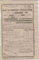 Ticket De Train.  BILLET DE TRANSPORT SPECIAUX - ARAS à DOUAI.  19-9-1934 - Europe