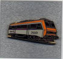 Pin´s  S N  C F, Train  26001  Orange  Et  Gris  Signé  TABLO - TGV