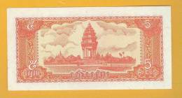 Cambodia Banknote: 5 Reils - 1987 Series - UNC - Cambodge