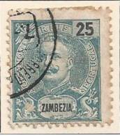 ZAMBÉZIA - 1898-1901, D. Carlos I,   25 R.   D. 11 3/4 X 12,   (o)   MUNDIFIL  Nº 19a - Sambesi (Zambezi)