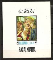 Arabie Du Sud-Est Ras El Khaima 1968 N° Mi BF Du 267 ** Tableau, Madonne, Fleurs, Roses, Botticelli - Ras Al-Khaimah