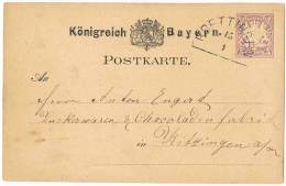 Bayern Ganzsache, Röttingen - Kitzingen 1881 Halbkreisstempel - Entiers Postaux