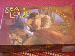 Super Puzzle Rond " Sea Of Love " Illustration Style Romantique Kitsch 500 Pièces - Rompecabezas